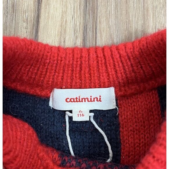 Catimini Girls Sweater Abstract Size 6 Red - Picture 3 of 4
